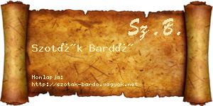 Szoták Bardó névjegykártya
